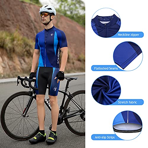 TOMSHOO Ropa de Ciclismo MTB, Traje Ciclismo Hombre, Maillots de Ciclismo Verano, Manga Corta y Pantalones Cortos con 19D Gel Acolchados para Bicicleta MTB Deportes