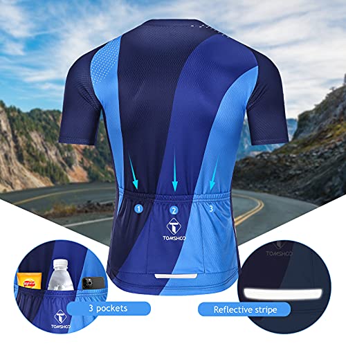 TOMSHOO Ropa de Ciclismo MTB, Traje Ciclismo Hombre, Maillots de Ciclismo Verano, Manga Corta y Pantalones Cortos con 19D Gel Acolchados para Bicicleta MTB Deportes