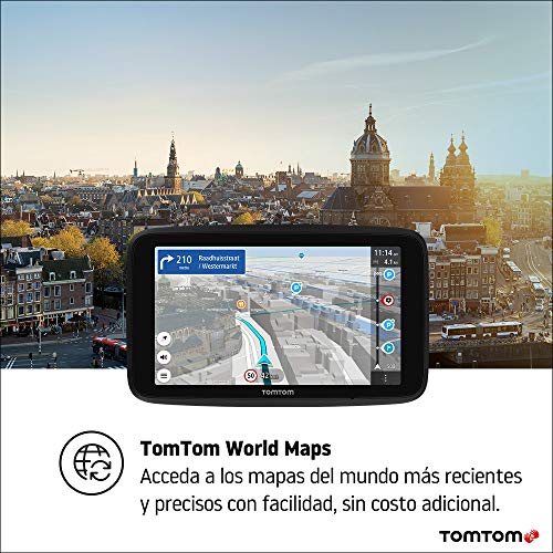 TomTom GPS para Coche GO Discover, 7 Pulgadas, con tráfico y radares, mapas del Mundo, actualizaciones rápidas Via  WiFi, disponibilidad de Parking, Precios de Combustible, Soporte Click-Drive