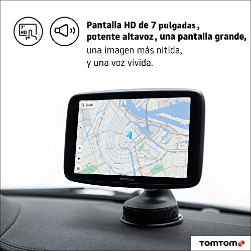 TomTom GPS para Coche GO Discover, 7 Pulgadas, con tráfico y radares, mapas del Mundo, actualizaciones rápidas Via  WiFi, disponibilidad de Parking, Precios de Combustible, Soporte Click-Drive