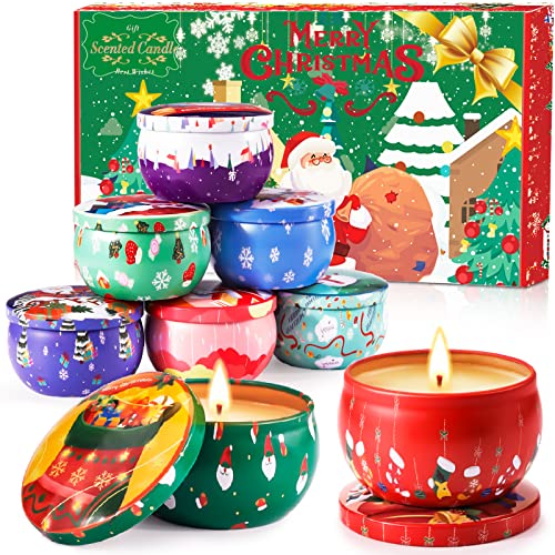 Tonsooze Juego De Regalo De Velas Perfumadas Navideñas, 8 Piezas Vela Aromática Regalo de Velas de Soja de Aromaterapia Cera de Soja Natural Vela para Boda Navidad Cumpleaños Día de San Valentín