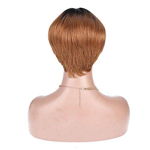 TOOCCI Wig Pixie Cut Pelucas cortas de cabello humano 100% sin procesar cabello virgen brasileño Pelucas para mujer 1b/30