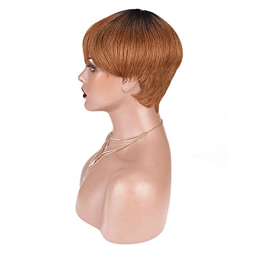 TOOCCI Wig Pixie Cut Pelucas cortas de cabello humano 100% sin procesar cabello virgen brasileño Pelucas para mujer 1b/30
