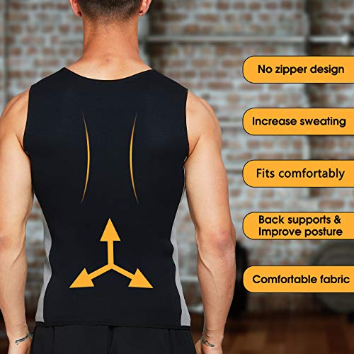 Tooklanet Camisetas Sudar Hombre Sin Mangas Neopreno Camiseta Reductora Compresion de Sauna Deportivo Entrenamiento Físico