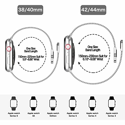 ToouYoor Correa Compatible con Apple Watch 38mm 40mm 41mm 42mm 44mm 45mm, Pulsera de Malla Metálica de Acero Inoxidable para iWatch Series SE 7 6 5 4 3 2 1,Plata,38/40/41mm