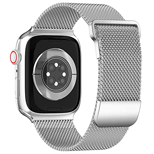 ToouYoor Correa Compatible con Apple Watch 38mm 40mm 41mm 42mm 44mm 45mm, Pulsera de Malla Metálica de Acero Inoxidable para iWatch Series SE 7 6 5 4 3 2 1,Plata,38/40/41mm