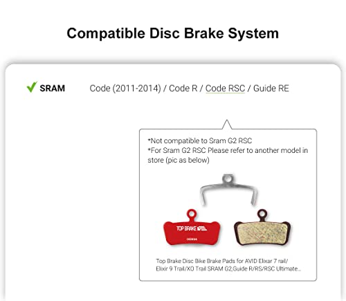 Top Brake Pastillas de Freno de Disco Bicicleta para AVID SRAM Code R/RE/RSC, Guide RE (Performance - Rojo)