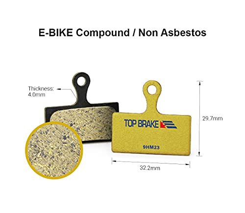 Top Brake Pastillas de Freno de Disco Bicicleta para Shimano XTR M9000/9020/985/987,Deore XT M785/M615/6000/8000 Flat Mount, Alfine S7000, SLX M7000/M675, Road CX75 (Premium E+ - Dorado)