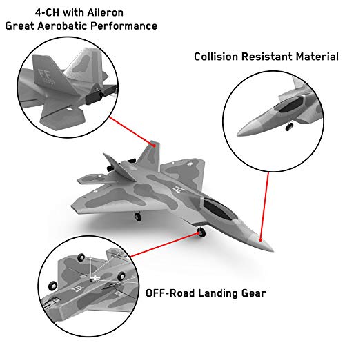 Top Race RC Fighter Jet, Avión RC de 4 canales listo para volar para adultos, Avión RC de alta velocidad, Listo para volar Hobby RC Avión adulto TR-F22B