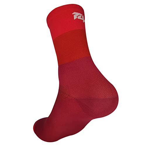 TopActive | Calcetines de Ciclismo Altos para Hombres y Mujeres | Calcetines Deportivos de Ciclismo Transpirables para Montaña, Spining, Ciclismo de Ruta | Pack de 3 | Gris - Rojo - Azul | 39-41