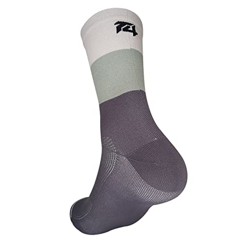 TopActive | Calcetines de Ciclismo Altos para Hombres y Mujeres | Calcetines Deportivos de Ciclismo Transpirables para Montaña, Spining, Ciclismo de Ruta | Pack de 3 | Gris - Rojo - Azul | 39-41