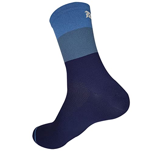 TopActive | Calcetines de Ciclismo Altos para Hombres y Mujeres | Calcetines Deportivos de Ciclismo Transpirables para Montaña, Spining, Ciclismo de Ruta | Pack de 3 | Gris - Rojo - Azul | 39-41