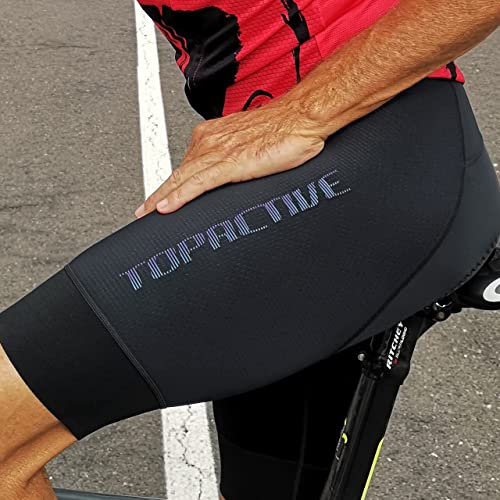 Topactive | Culote Corto Ciclismo Hombre Reflectante Negro | Culotte con Badana Antideslizante y Transpirable | Tirantes Flexibles | Talla XL