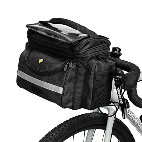 TOPEAK Bolsa de Manillar TourGuide DX, con Fixer 8 Bici, Sport, Negro (Negro), Talla Única