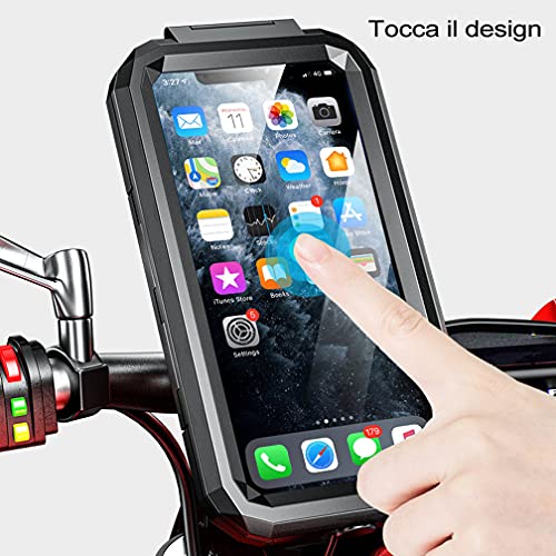 TOPRUI Soporte universal para teléfono móvil para moto y bicicletas, impermeable, antipolvo y antigolpes con rotación de 360 °, compatible con smartphones de 4,5 a 6,8 pulgadas, color negro