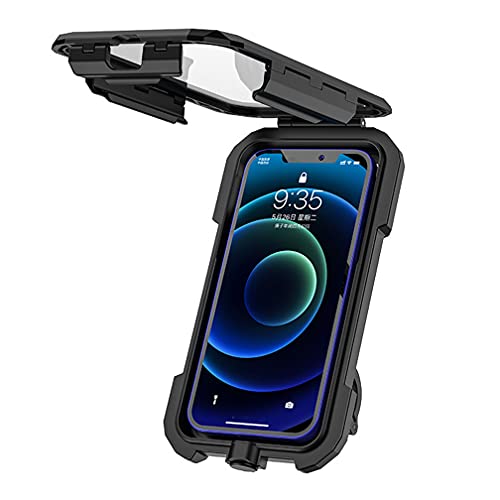TOPRUI Soporte universal para teléfono móvil para moto y bicicletas, impermeable, antipolvo y antigolpes con rotación de 360 °, compatible con smartphones de 4,5 a 6,8 pulgadas, color negro