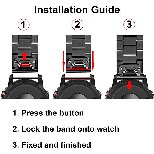 TOPsic Correa Garmin Fenix 5, 22mm Metal Acero Inoxidable Reemplazo Correas Banda Pulseras de Repuesto Correa para Garmin Fenix 5/5 Plus/Forerunner 935/Fenix 6/Fenix 6 Pro