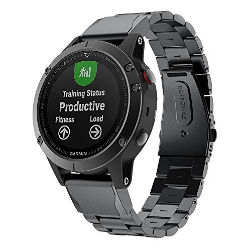 TOPsic Correa Garmin Fenix 5, 22mm Metal Acero Inoxidable Reemplazo Correas Banda Pulseras de Repuesto Correa para Garmin Fenix 5/5 Plus/Forerunner 935/Fenix 6/Fenix 6 Pro