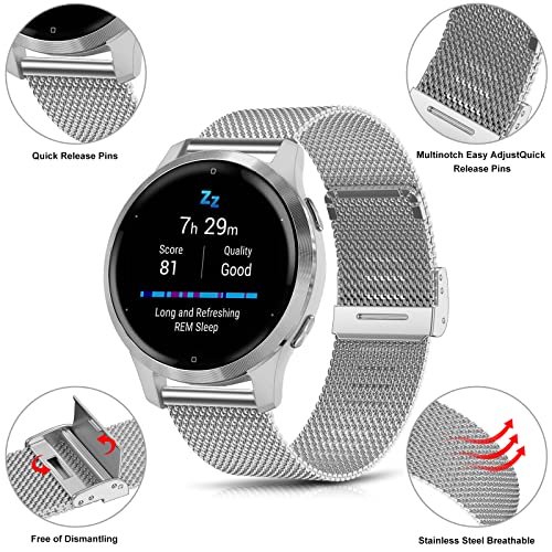 TOPsic Correa Garmin Venu 2S Correa Vivoactive 4S 40mm, 18mm Pulsera Acero Inoxidable Correa para Vivomove 3S/Fossil Damen Q Venture HR Gen 4/Gen 3/Withings Steel HR 36mm/Huawei Watch 1/Fit