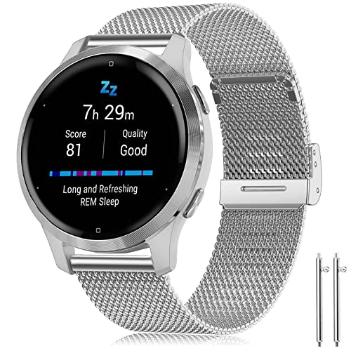 TOPsic Correa Garmin Venu 2S Correa Vivoactive 4S 40mm, 18mm Pulsera Acero Inoxidable Correa para Vivomove 3S/Fossil Damen Q Venture HR Gen 4/Gen 3/Withings Steel HR 36mm/Huawei Watch 1/Fit