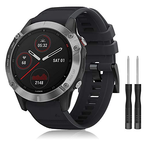 TOPsic Correa para Garmin Fenix 5 & Fenix 5 Plus, Correa de Reemplazo Silicona Easy Fit 22mm Deportes Pulseras Banda para Garmin Instinct/Fenix 5/Fenix 5 Plus/Forerunner 935/Fenix 6/Fenix 6 Pro