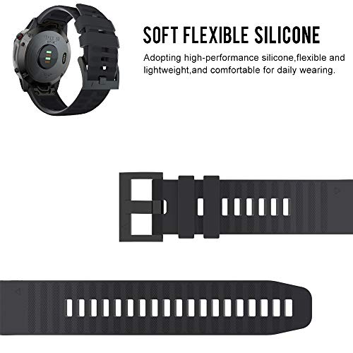 TOPsic Correa para Garmin Fenix 5X, Suave Silicona Banda de Reemplazo para Fenix 5X Sapphire Multisport 51mm GPS Watch/Fenix 3/ Fenix 3 HR/Fenix 5X Plus/Fenix 6X/Fenix 6X Pro