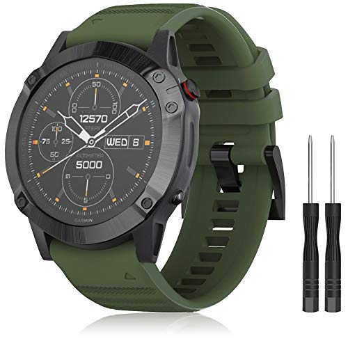 TOPsic Correa para Garmin Fenix 5X, Suave Silicona Banda de Reemplazo para Fenix 5X Sapphire Multisport 51mm GPS Watch/Fenix 3/ Fenix 3 HR/Fenix 5X Plus/Fenix 6X/Fenix 6X Pro