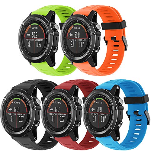 TOPsic Garmin Fenix 3 Correa de Reloj, Banda Reemplazo de Silicona Suave Deportiva con Herramientas para Garmin Fenix 3 / Reloj Elegante de Fenix 3 HR Multi-Colors