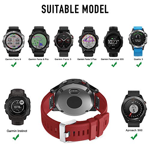 TOPsic Garmin Fenix 5 Banda, Silicona Reemplazo Correa con 2pzs Destornilladores para Garmin Fenix 5 / Forunner 935 Smart Watch, 13.5cm-22.5cm, no Adapta a Fenix 5X, 5s