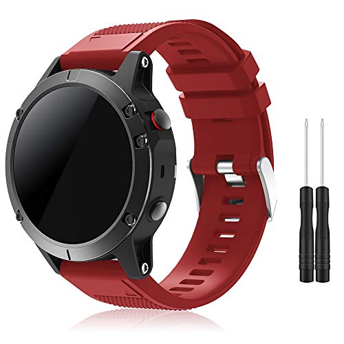 TOPsic Garmin Fenix 5 Banda, Silicona Reemplazo Correa con 2pzs Destornilladores para Garmin Fenix 5 / Forunner 935 Smart Watch, 13.5cm-22.5cm, no Adapta a Fenix 5X, 5s