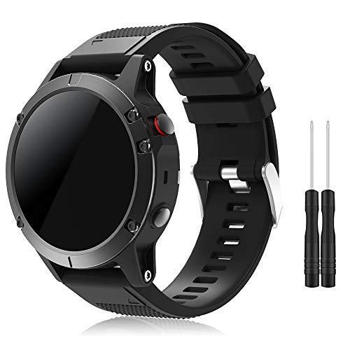 TOPsic Garmin Fenix 5 Banda, Silicona Reemplazo Correa con 2pzs Destornilladores para Garmin Fenix 5 / Forunner 935 Smart Watch, 13.5cm-22.5cm, no Adapta a Fenix 5X, 5s