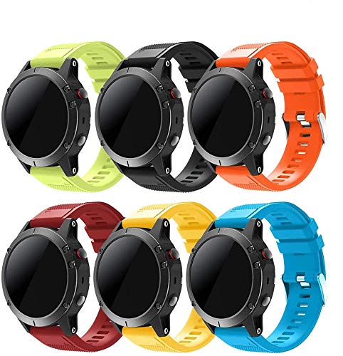 TOPsic Garmin Fenix 5 Banda, Silicona Reemplazo Correa con 2pzs Destornilladores para Garmin Fenix 5/Forunner 935/Fenix 5 Plus/Fenix 6/Fenix 6 Pro, 13.5cm-22.5cm, no Adapta a Fenix 5X, 5s