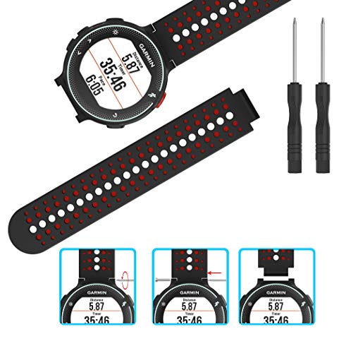 TOPsic Garmin Forerunner 235 Correa, Reemplazo Suave Silicona Watch Band Deportiva Accessorios de Reloj Pulsera Ajustable Correa para Garmin Forerunner 235/220/230/620/630/735 Correa