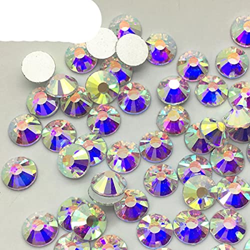 TopStone 2028# SS3 ~ SS50 Crystal Clear AB Color Crystal Non Hotfix Rhinestones Flatback Gule en piedras de vidrio para la fabricación de uñas-AB, 5ss 2880pcs