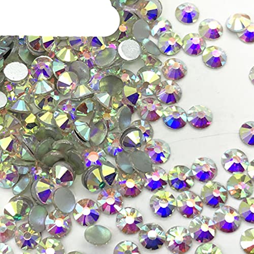 TopStone 2028# SS3 ~ SS50 Crystal Clear AB Color Crystal Non Hotfix Rhinestones Flatback Gule en piedras de vidrio para la fabricación de uñas-AB, 5ss 2880pcs