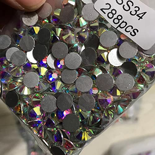 TopStone 2028# SS3 ~ SS50 Crystal Clear AB Color Crystal Non Hotfix Rhinestones Flatback Gule en piedras de vidrio para la fabricación de uñas-AB, 5ss 2880pcs