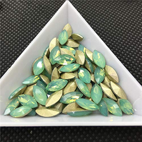 TopStone Opal Colors Navette Fancy Stone Diamantes de imitación de vidrio en punta, tamaño 4 x 15 mm 5 x 10 mm para joyería y confección de vestidos, ópalos mixtos, 5 x 10 mm 72 piezas