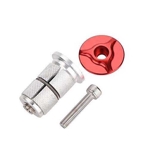 Tornillo de cabeza para bicicleta de aleación de aluminio para horquilla de 24,5 mm (28,6 mm) (rojo)