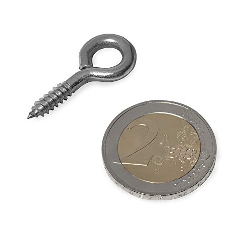 Tornillo de ojo 3.5mm x 32mm [10 pcs] Rosca para madera Acero inoxidable A2 AISI 304 Gancho de tornillo Tornillo de ojo [10 pcs] HEAVYTOOL®