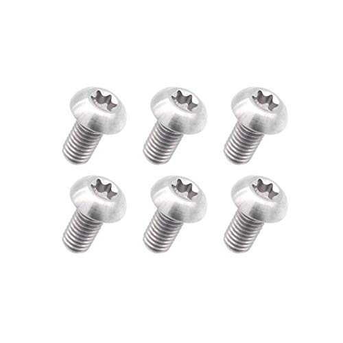 Tornillos de Titanio de 12 mm Tornillo M5x10 para Freno de Disco rotores Carretera de montaña Bicicleta Bicicleta T25 Torx Cabeza de Bicicletas Madre Tornillo 6 Piezas de Plata