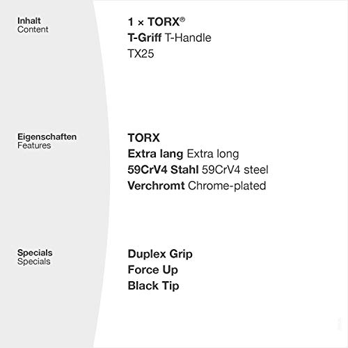 TORX® 70525 Destornillador con mango en T TX25, con Duplex Grip — Made in Germany