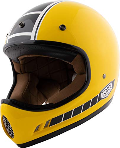 TORX Brad Legend Racer Cascos para Moto, Unisex Adulto, Amarillo Brillante, Medium