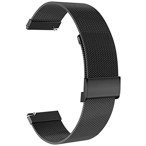 Tosenpo Correa para Garmin Vivoactive 3, Repuesto de Acero Inoxidable, Correa de Reloj de Metal para Garmin Vivoactive 3 Music/Vivoactive 3, Venu/Vivomove HR/Luxe/Style/Forerunner 245/645 (Negro)