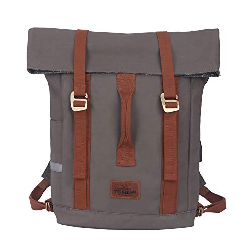 TOURBON Impermeable Lona Bicicleta Bicicleta Laptop Alforja Mochila Mochila de viaje Mochila escolar para viajes al aire libre