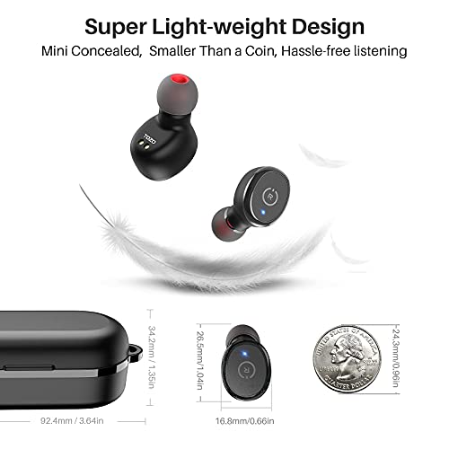 TOZO T10 Auriculares Bluetooth IPX8 Impermeable Bluetooth 5.0 Auriculares In Ear con Estuche de Carga y micrófono Integrado, Sonido Premium con Graves Profundos para Correr y Hacer Deporte Negro