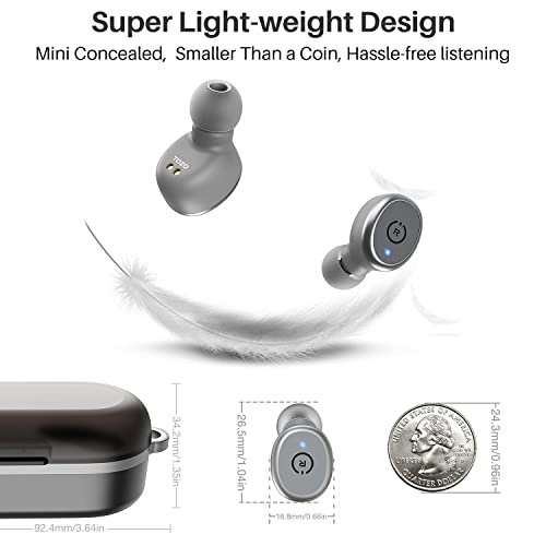 TOZO T10 Auriculares Bluetooth IPX8 Impermeable Bluetooth 5.0 In Ear inalámbricos con Estuche de Carga y micrófono, Sonido Premium con Graves Profundos para Correr y Hacer Deporte Gris