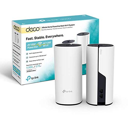 TP-Link Deco P9 (2-Pack) - PLC Wi-Fi Mesh Híbrido con Powerline, adecuado para Paredes Gruesas, Powerline AV1000 + WiFi AC1200, Cobertura de hasta 370 ㎡, 2xPuerto Gigabit, CPU Qualcomm