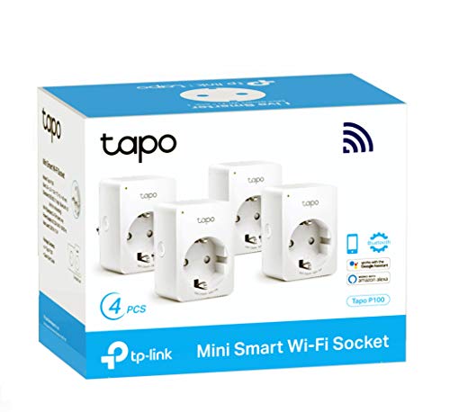 TP-Link Tapo P100 (4-pack) - WiFi Enchufe Inteligente Mini tamaño para Controlar su Dispositivo Desde Cualquier Lugar, sin Necesidad de Concentrador, Compatible con Amazon Alexa y Google Home