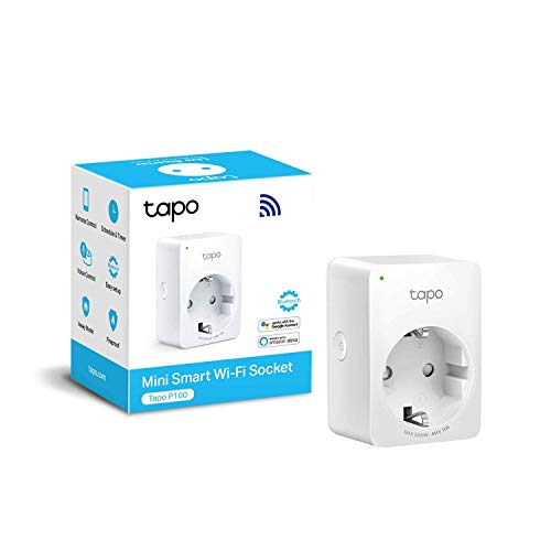 TP-Link TAPO P100 - Mini Enchufe Inteligente Wi-Fi, óptimo para programar el encendido/apagado y ahorrar energía, no necesita HUB, compatible con Alexa y Google Home