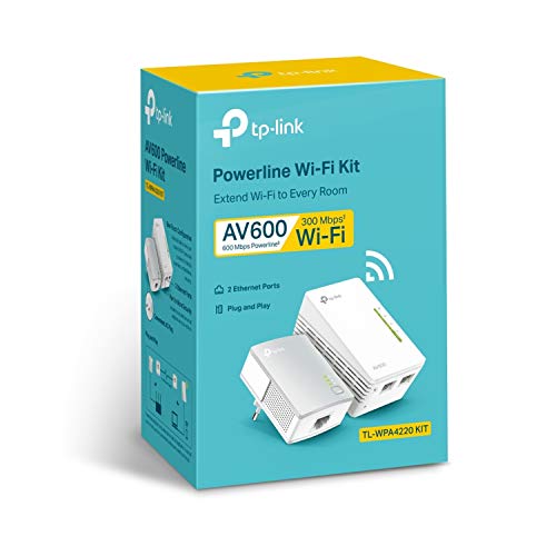 TP-Link TL-WPA4220 KIT - 2 Adaptadores de Comunicación por Línea Eléctrica (WiFi AV 600 Mbps, PLC con WiFi, Extensor, Repetidores de Red, Amplificador y Cobertura Internet, 3 Puertos, Cable Ethernet)